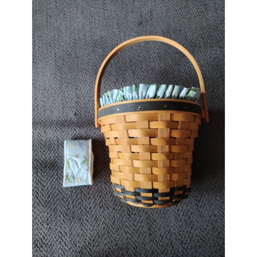 Longaberger Handwoven 1999 May Series Daisy Basket Signed W/ Liner Handle Tie
